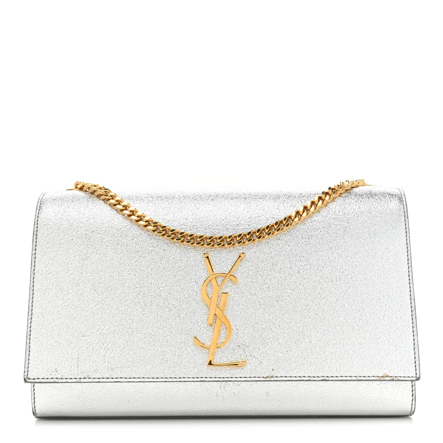 Metallic Calfskin Medium Classic Monogram Kate Satchel Platine