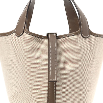 Hermes Toile Swift Picotin 18 PM Etoupe 7 of 9