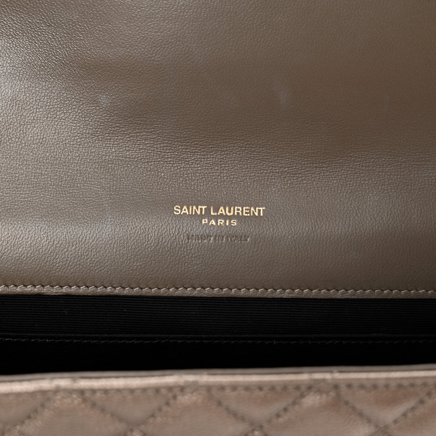 Saint Laurent Grain De Poudre Textured Mixed Matelasse Triquilt Monogram Clutch Piombo 6 of 8