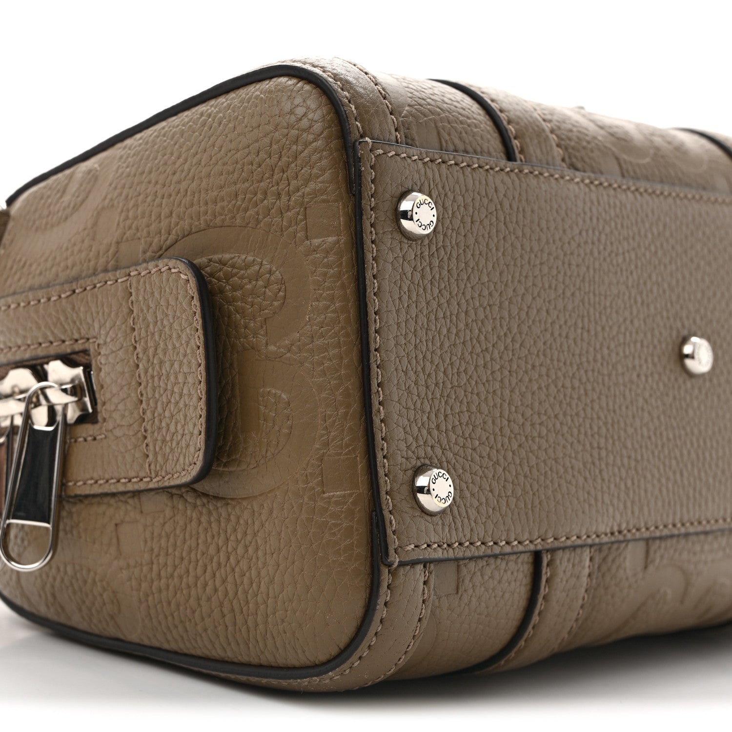Gucci Piuma Calfskin Jumbo GG Embossed Mini Duffle Bag Good Taupe 9 of 13