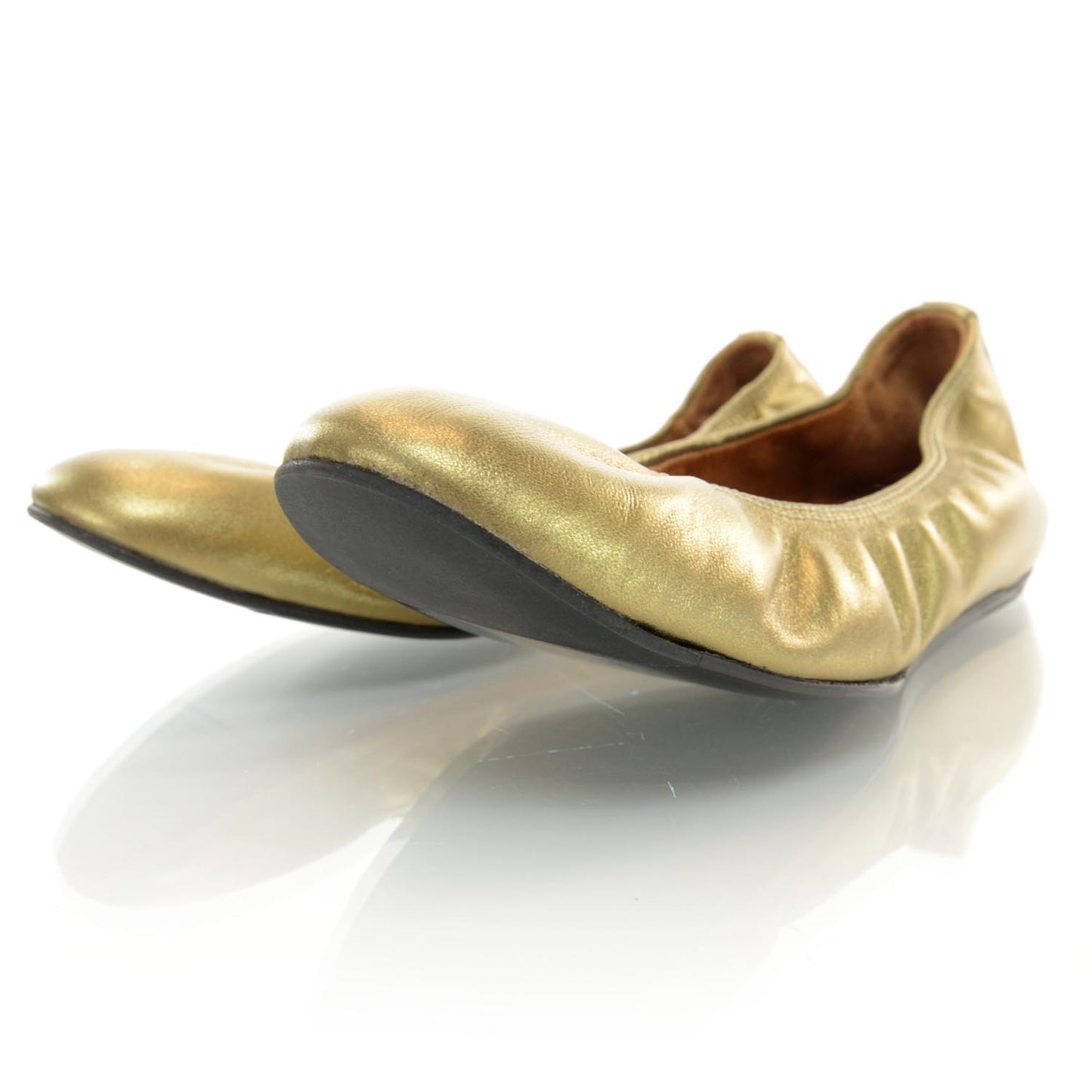 Leather Elastic Ballet Flats Metallic 40