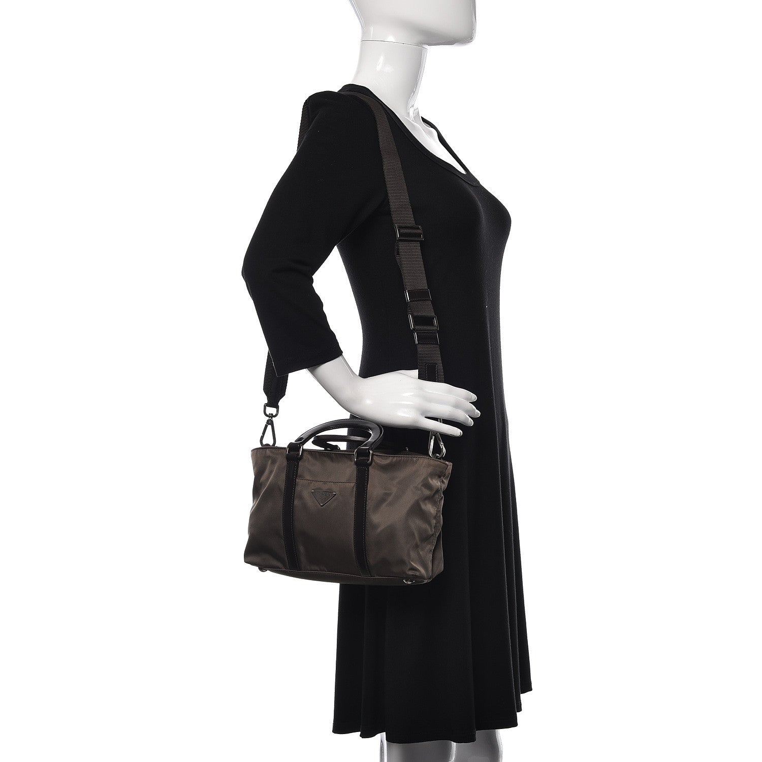 Prada Tessuto Nylon Spazzolato Tote Brown 2 of 14