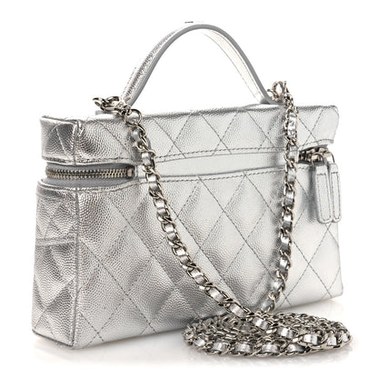 Chanel Metallic Caviar Quilted Trendy Handle Slim Vanity Silver 2 of 10