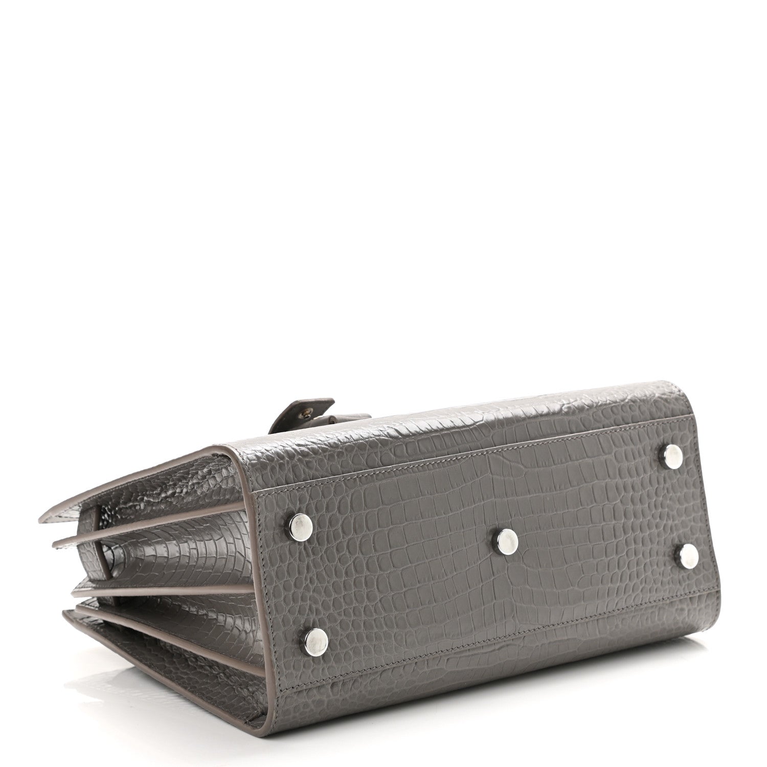Saint Laurent Calfskin Crocodile Embossed Baby Sac De Jour Fog 4 of 11