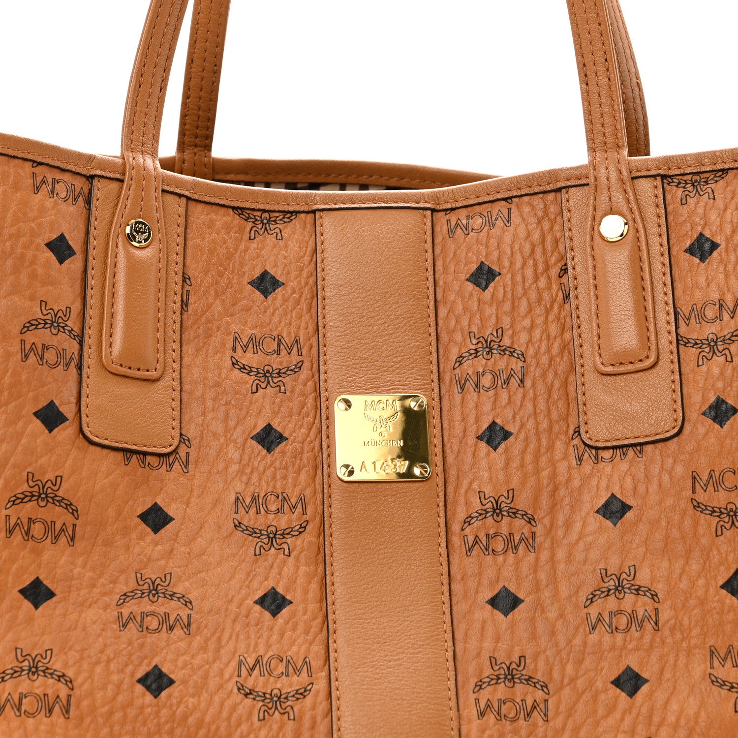MCM Visetos Medium Liz Reversible Shopper Tote Cognac 11 of 24