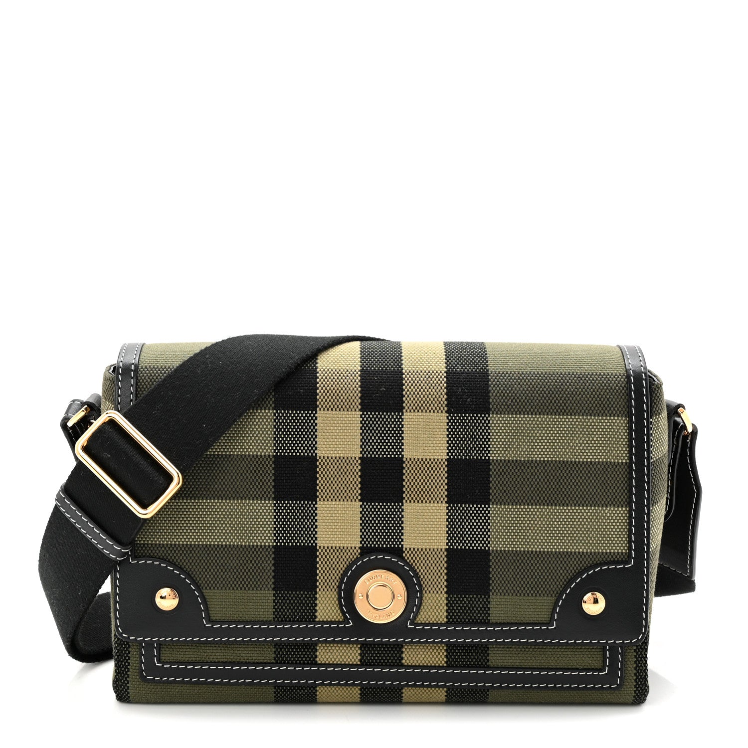 Burberry Calfskin Tartan Note Crossbody Bag Military Green 1 of 10