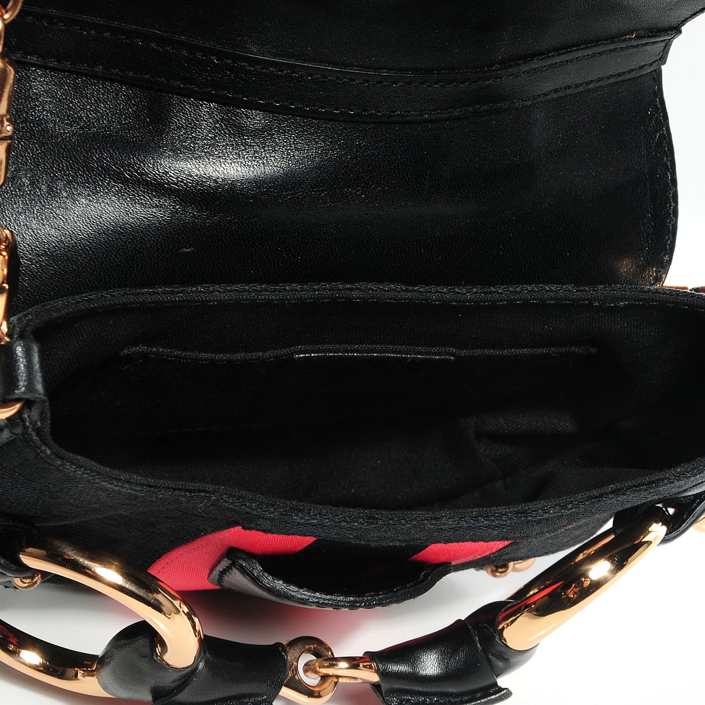 Monogram Horsebit Web Flap Bag Black Pink