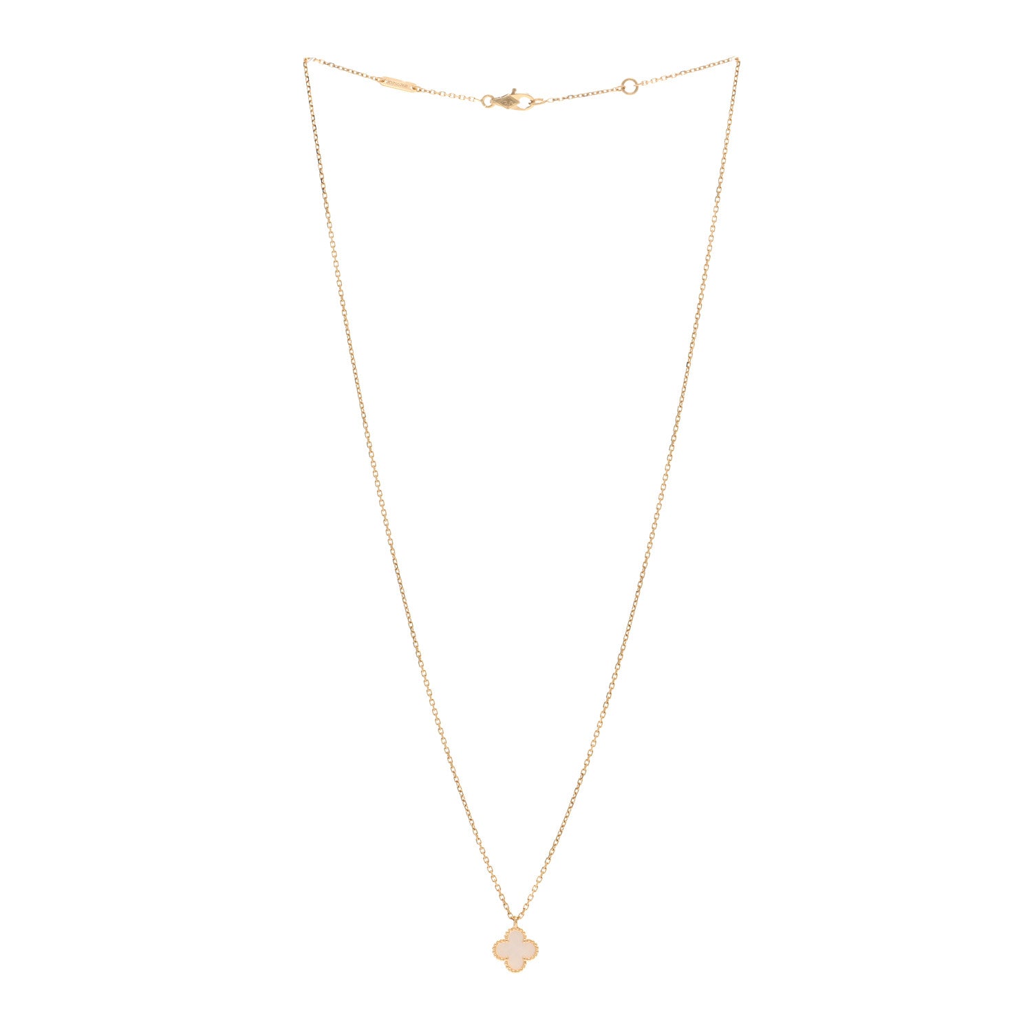Van Cleef & Arpels 18K Yellow Gold Mother of Pearl Sweet Alhambra Pendant Necklace 3 of 5