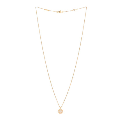 Van Cleef & Arpels 18K Yellow Gold Mother of Pearl Sweet Alhambra Pendant Necklace 3 of 5