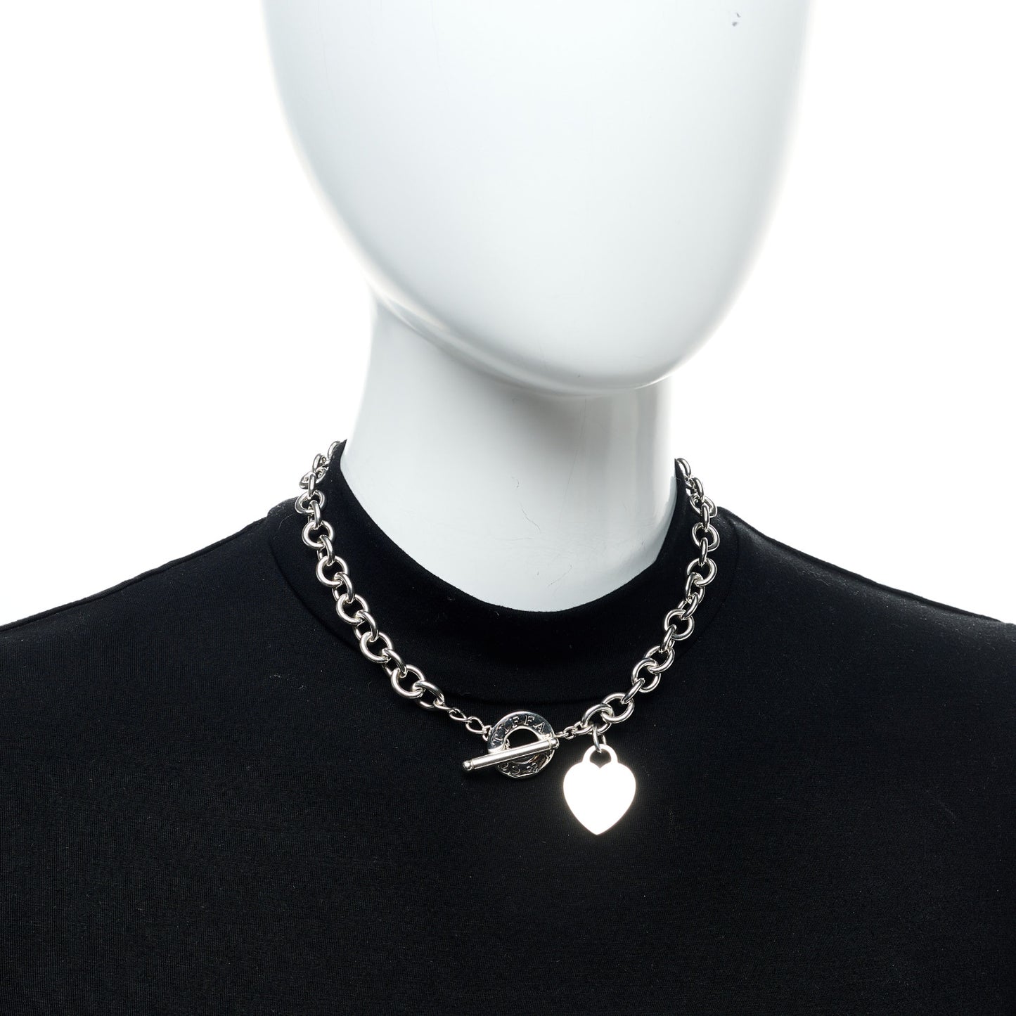 Sterling Silver Heart Tag Toggle Necklace