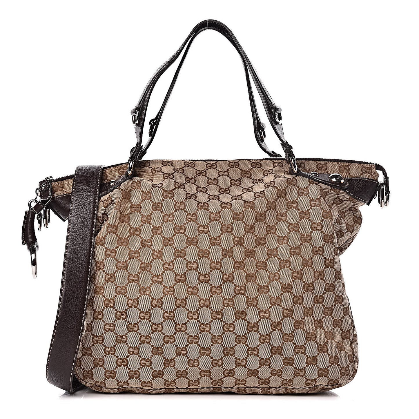 Monogram Large Icon Bit Top Handle Bag Brown