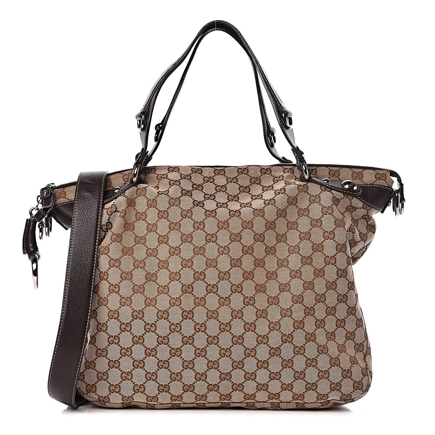Gucci Monogram Large Icon Bit Top Handle Bag Brown 1 of 13