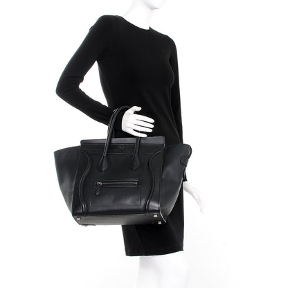Celine Drummed Calfskin Mini Luggage Black 2 of 8
