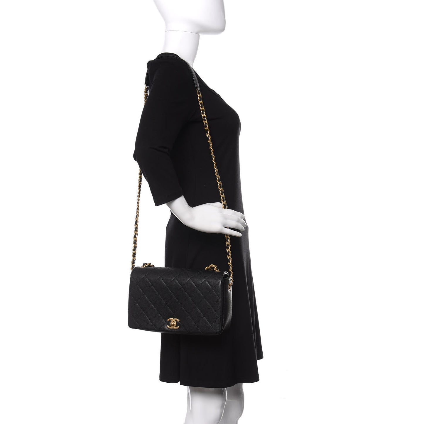 Caviar Quilted Medium Fashion Therapy Flap Bag Black