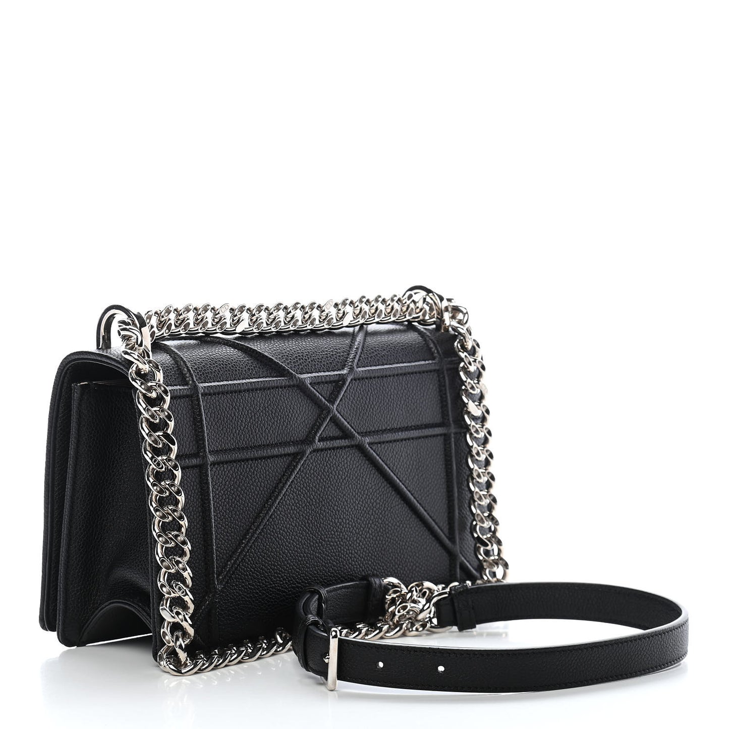 Grained Calfskin Small Diorama Flap Bag Black