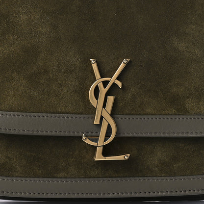 Saint Laurent Suede Smooth Calfskin Monogram Medium Solferino Soft Satchel Sesame Seaweed 9 of 10