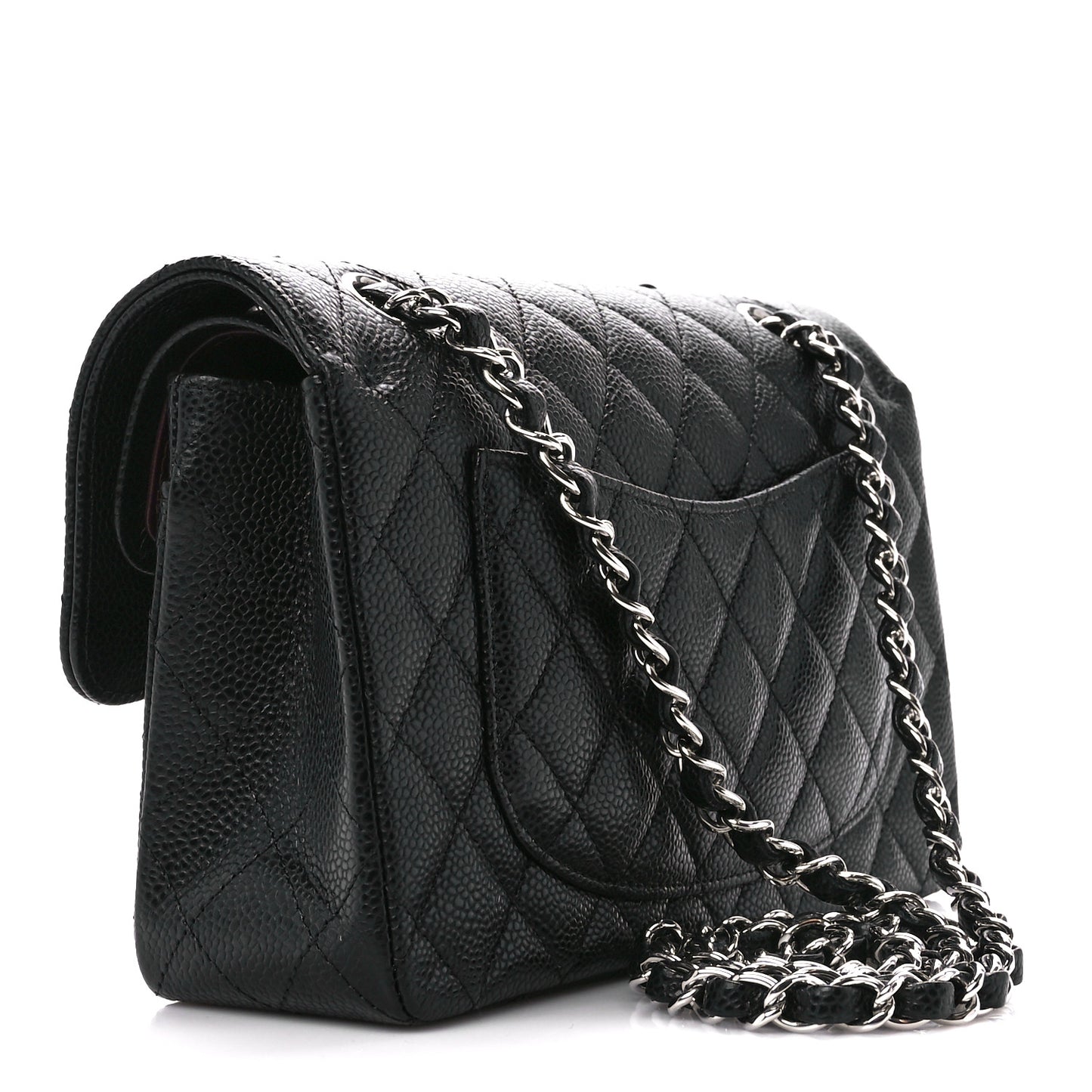 Caviar Quilted Small Double Flap Black