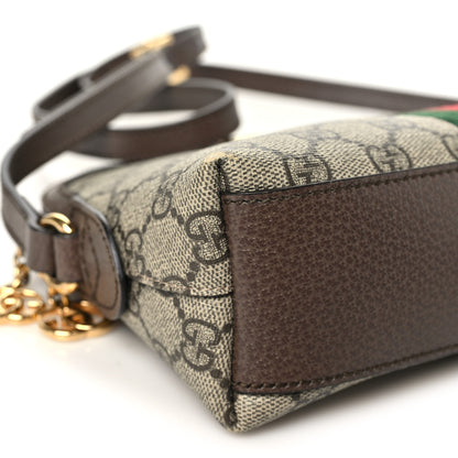 Gucci GG Supreme Monogram Textured Dollar Calfskin Web Small Ophidia Dome Shoulder Bag Beige Ebony New Acero 9 of 10