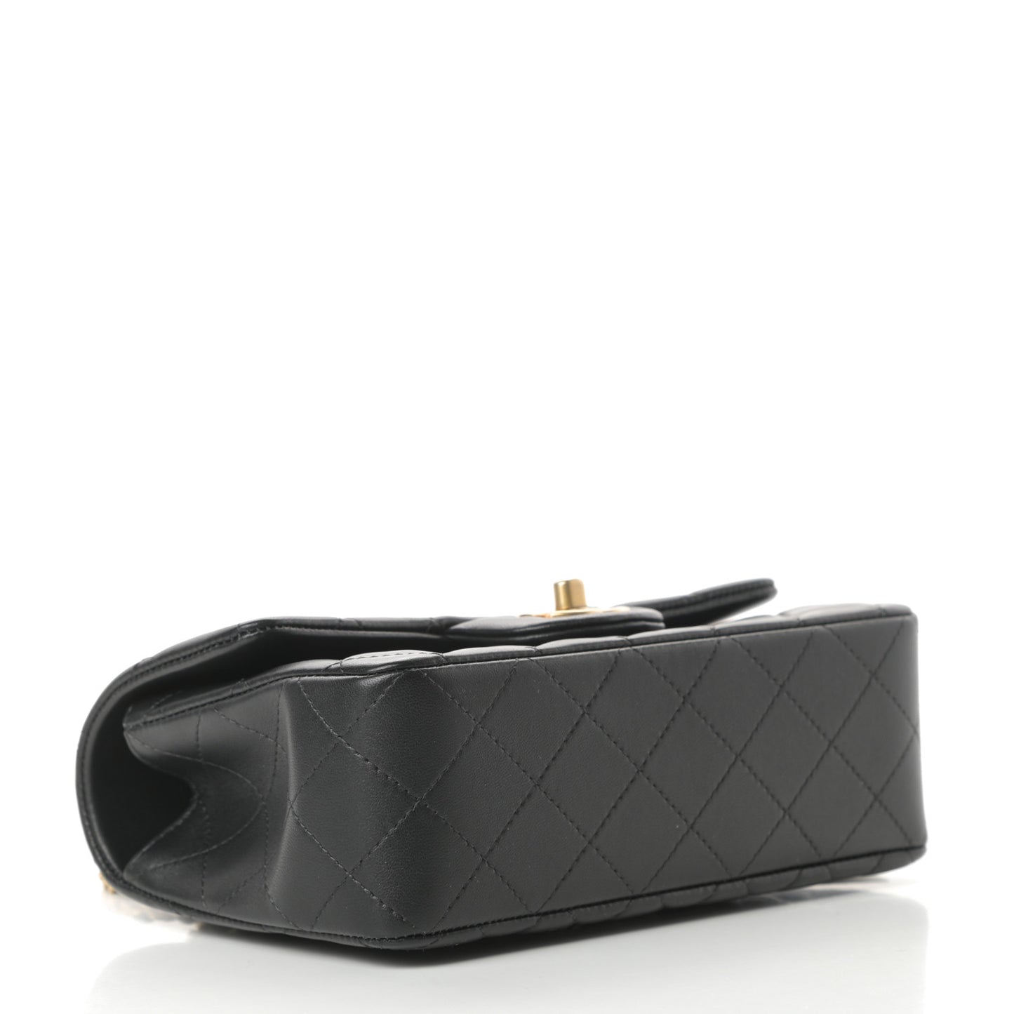 Lambskin Quilted Mini Top Handle Rectangular Flap Black