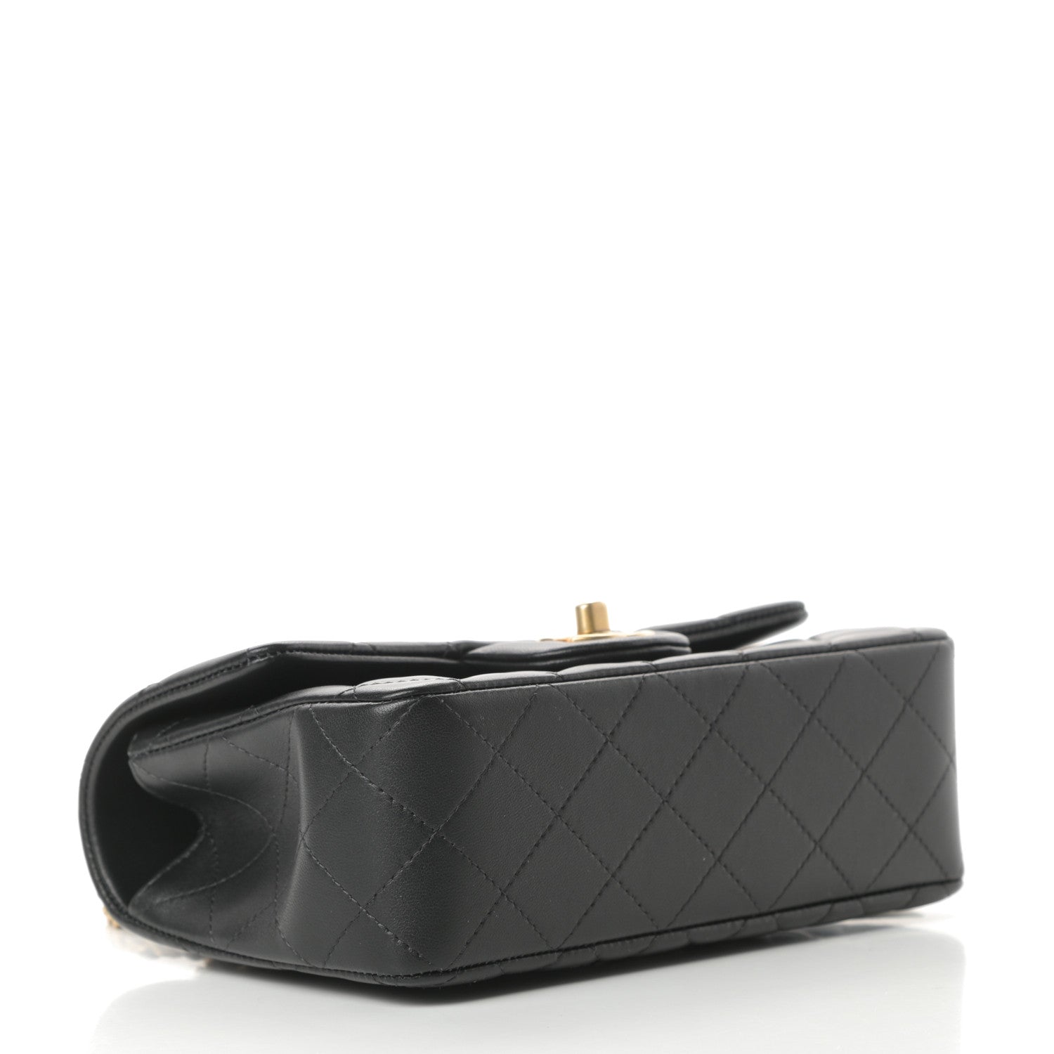 Chanel Lambskin Quilted Mini Top Handle Rectangular Flap Black 4 of 12