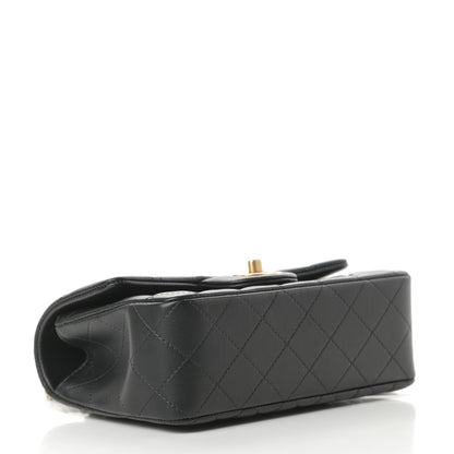 Chanel Lambskin Quilted Mini Top Handle Rectangular Flap Black 4 of 12