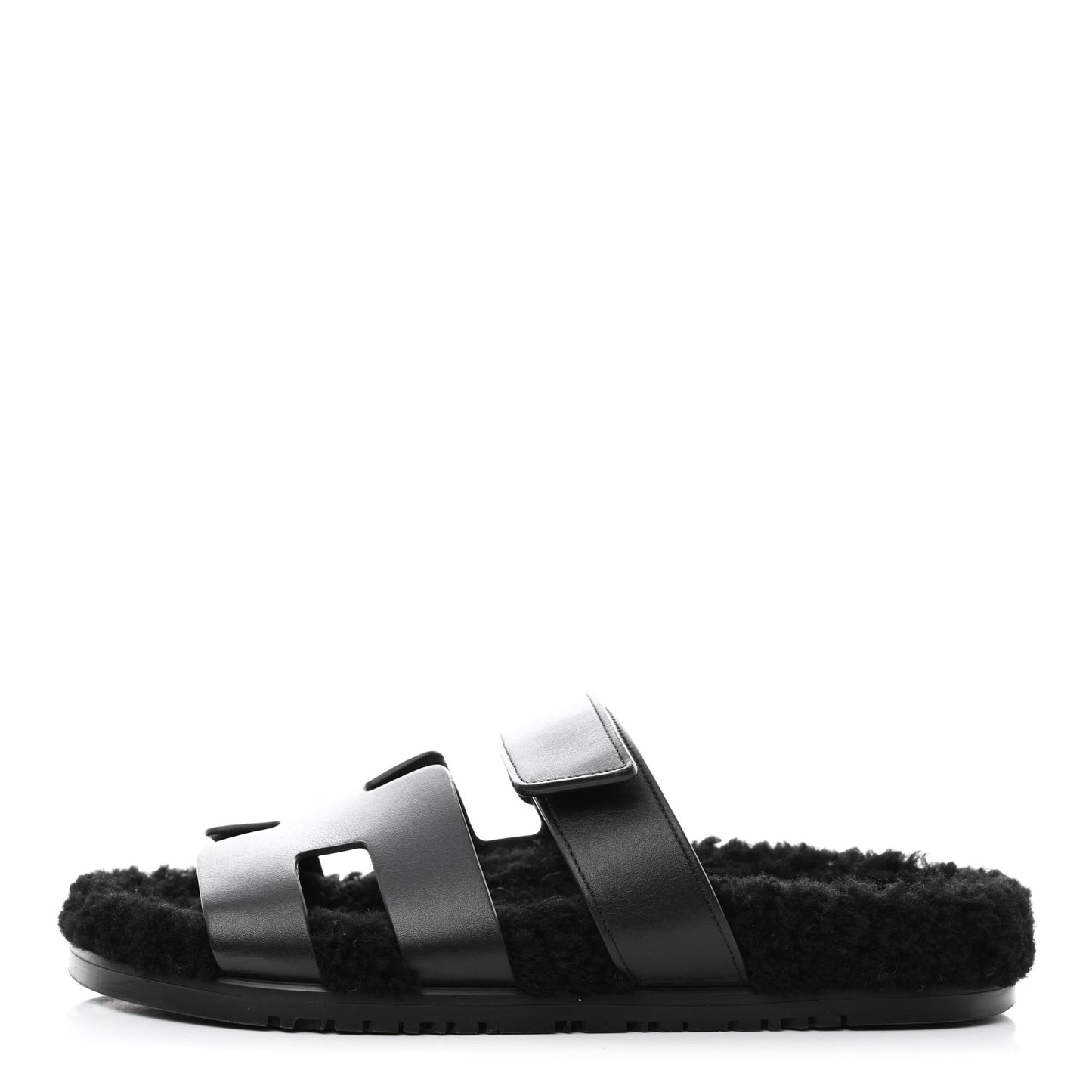 Calfskin Woolskin Womens Chypre Sandals 39.5 Black