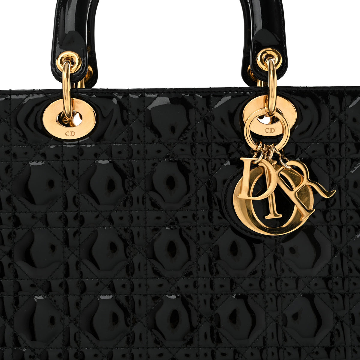Patent Cannage Large Lady Dior Black