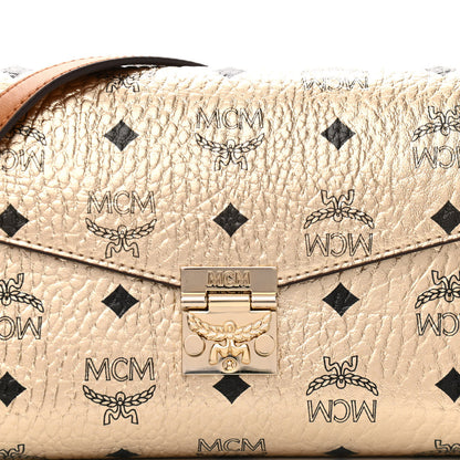 MCM Metallic Visetos Medium Millie Crossbody Bag Berlin Gold 8 of 10