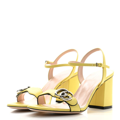Gucci Lifford Calfskin GG Marmont Ankle Wrap 75mm Sandals 38.5 Banana 3 of 9