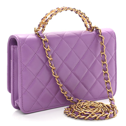 Chanel Lambskin Quilted Pick Me Up Wallet On Chain WOC Purple 2 of 11