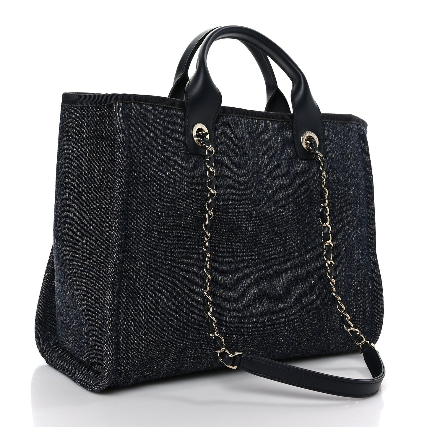 Denim Small Deauville Tote Dark Blue White
