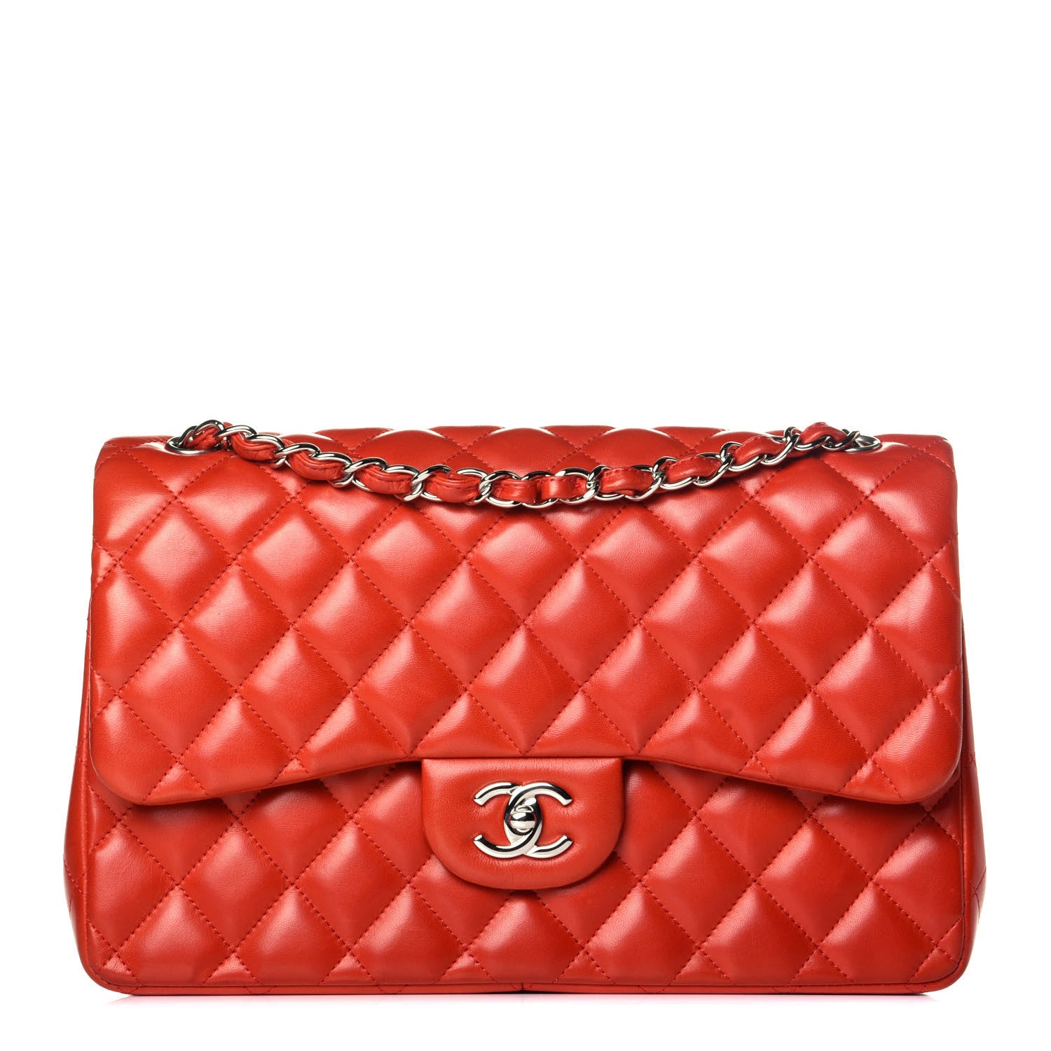 Chanel Lambskin Quilted Jumbo Double Flap Red 1 of 9