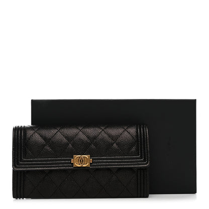 Chanel Caviar Quilted Large Boy Gusset Flap Wallet Black 9 of 9