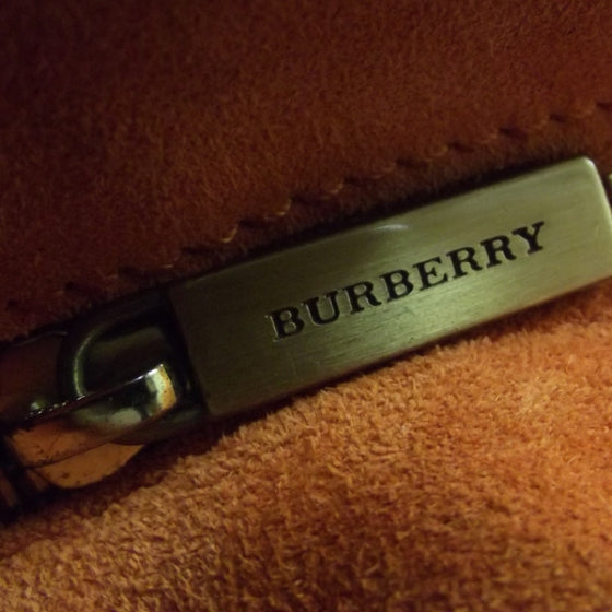 Burberry Suede Haymarket Check Shoulder Bag Orange 10 of 10