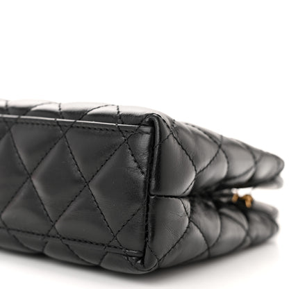 Chanel Shiny Aged Calfskin Quilted Nano Kelly Shopper Black 10 of 11