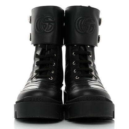 Gucci Nappa Frances GG Matelasse Platform Combat Boots 39.5 Black 2 of 9