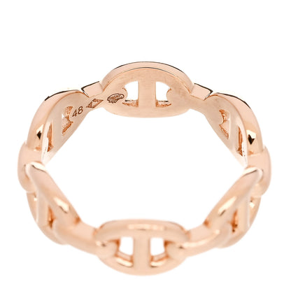 Hermes 18K Rose Gold PM Chaine d'Ancre Enchainee Ring 48 4.5 5 of 7