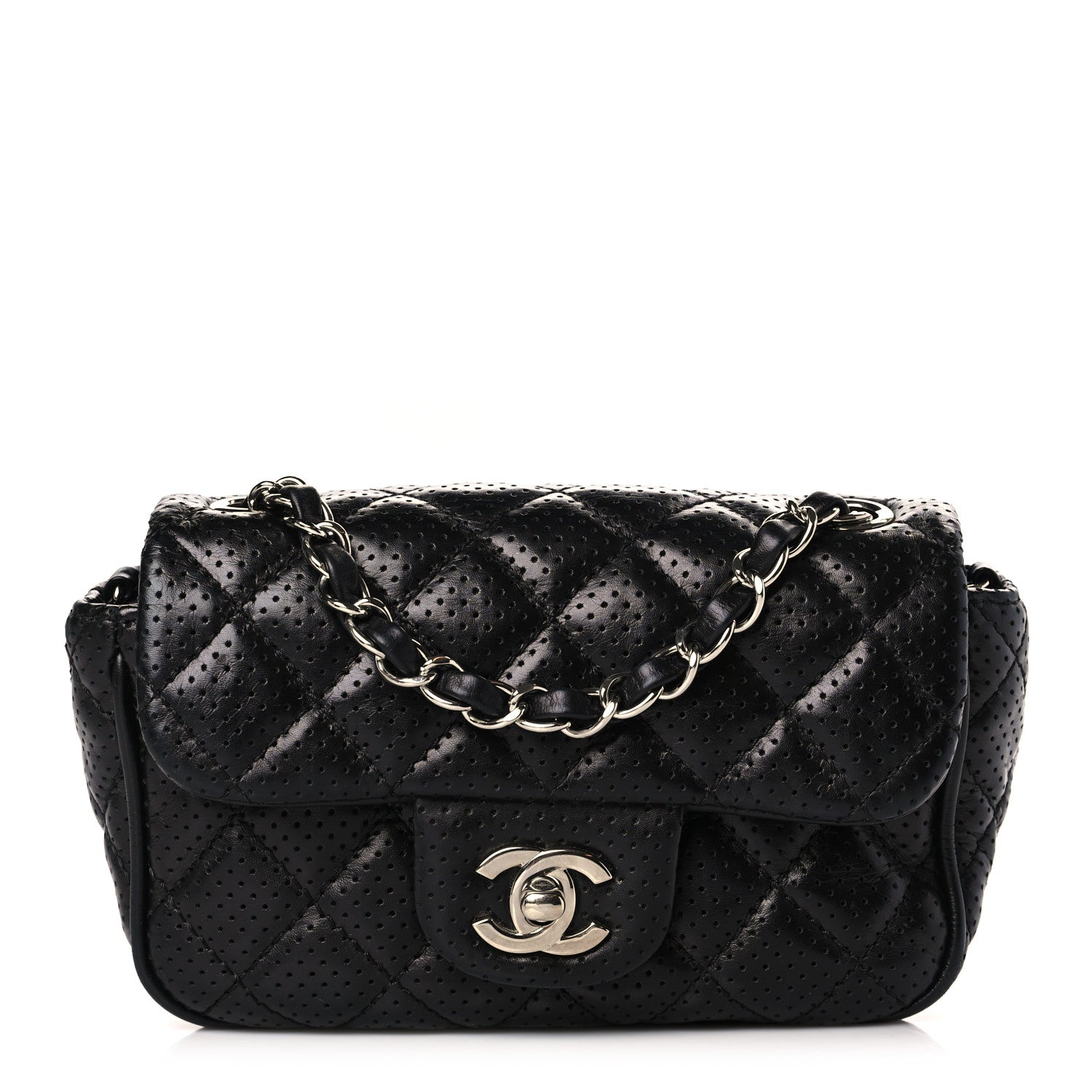 Chanel Lambskin Perforated Mini Rectangular Flap Black 1 of 11