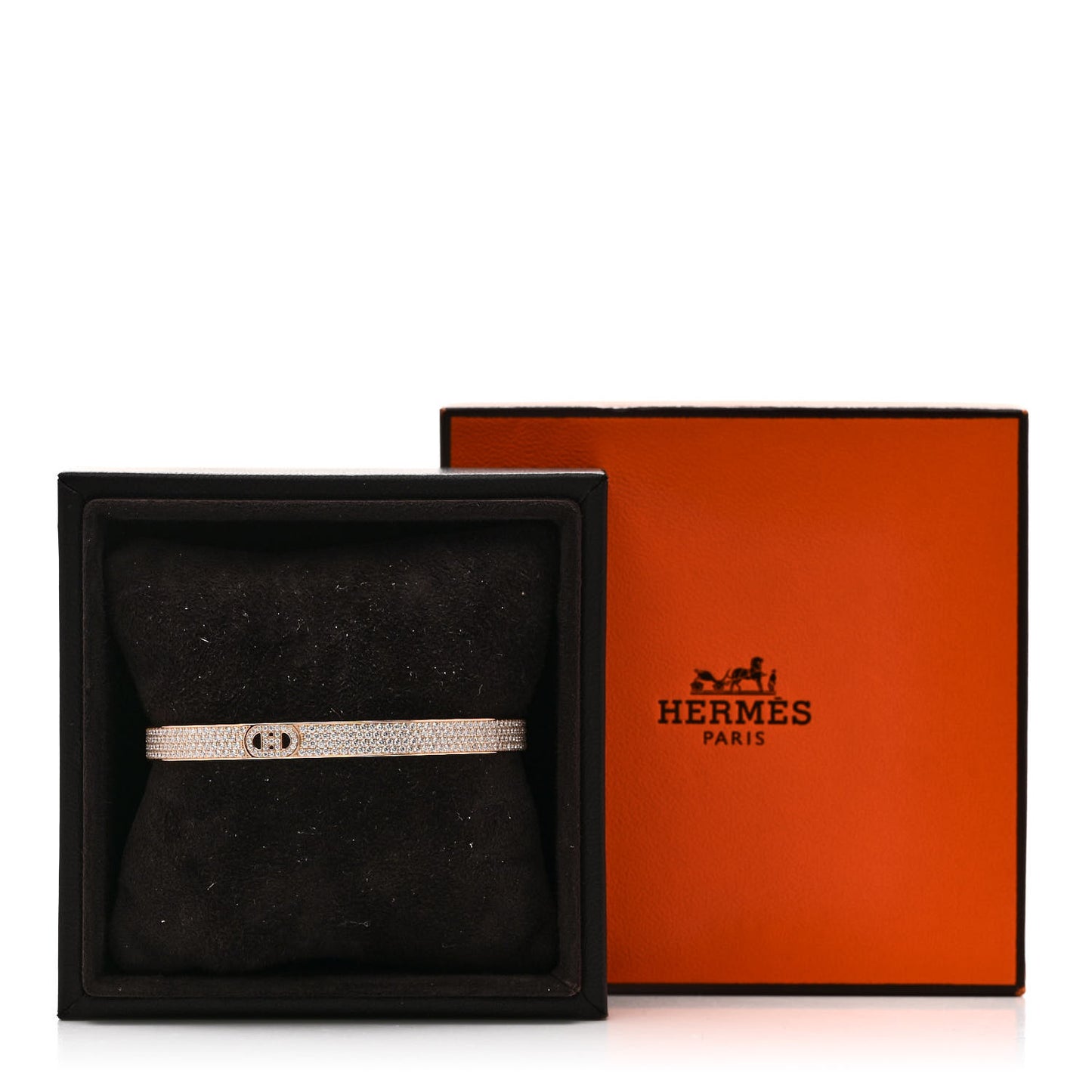 18K Rose Gold Pave Diamond H D'Ancre Bracelet ST