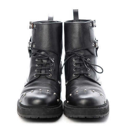 Fendi Calfskin Studded Bugs Combat Boots 39.5 Black 2 of 9