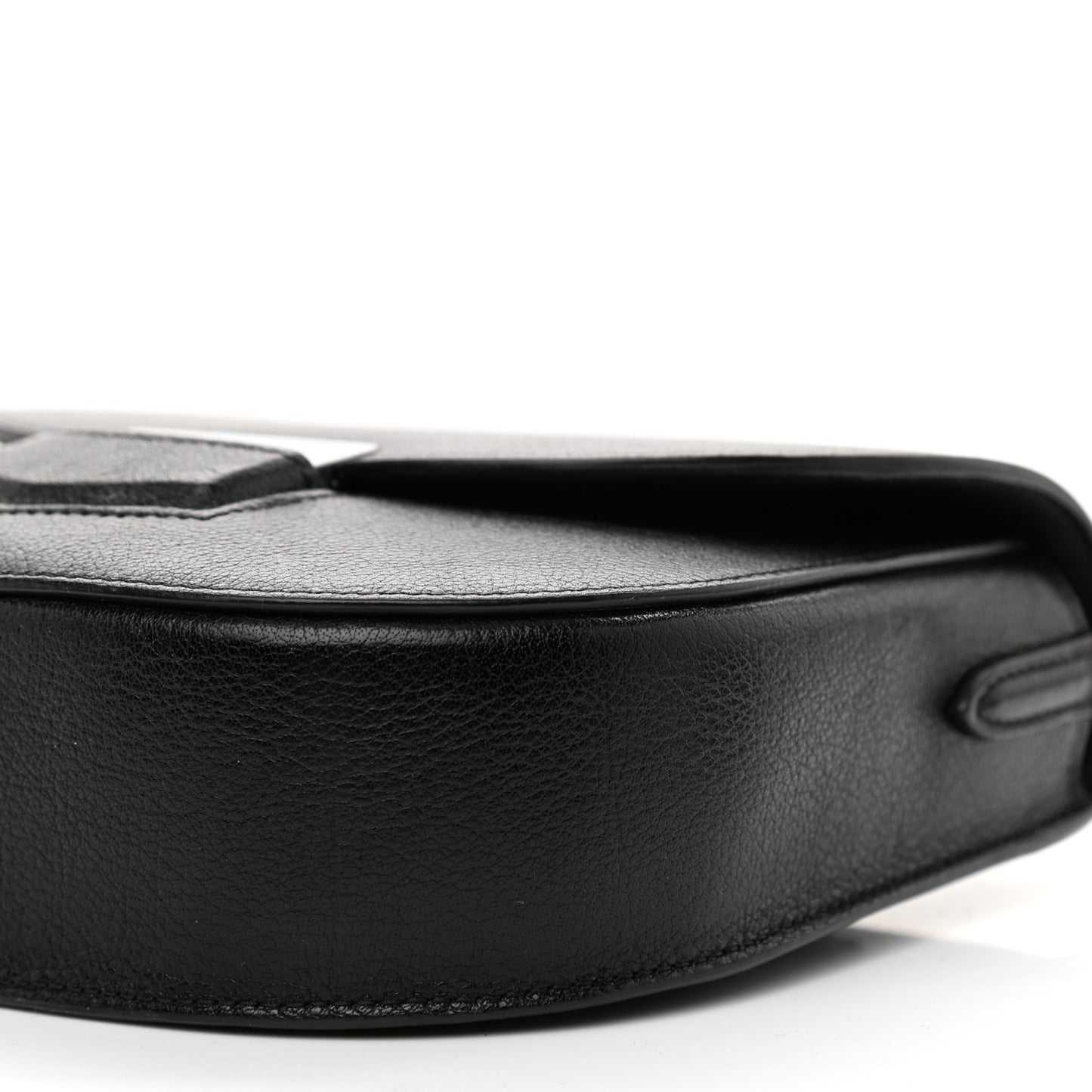 Shiny Textured Calfskin Small Trotteur Black