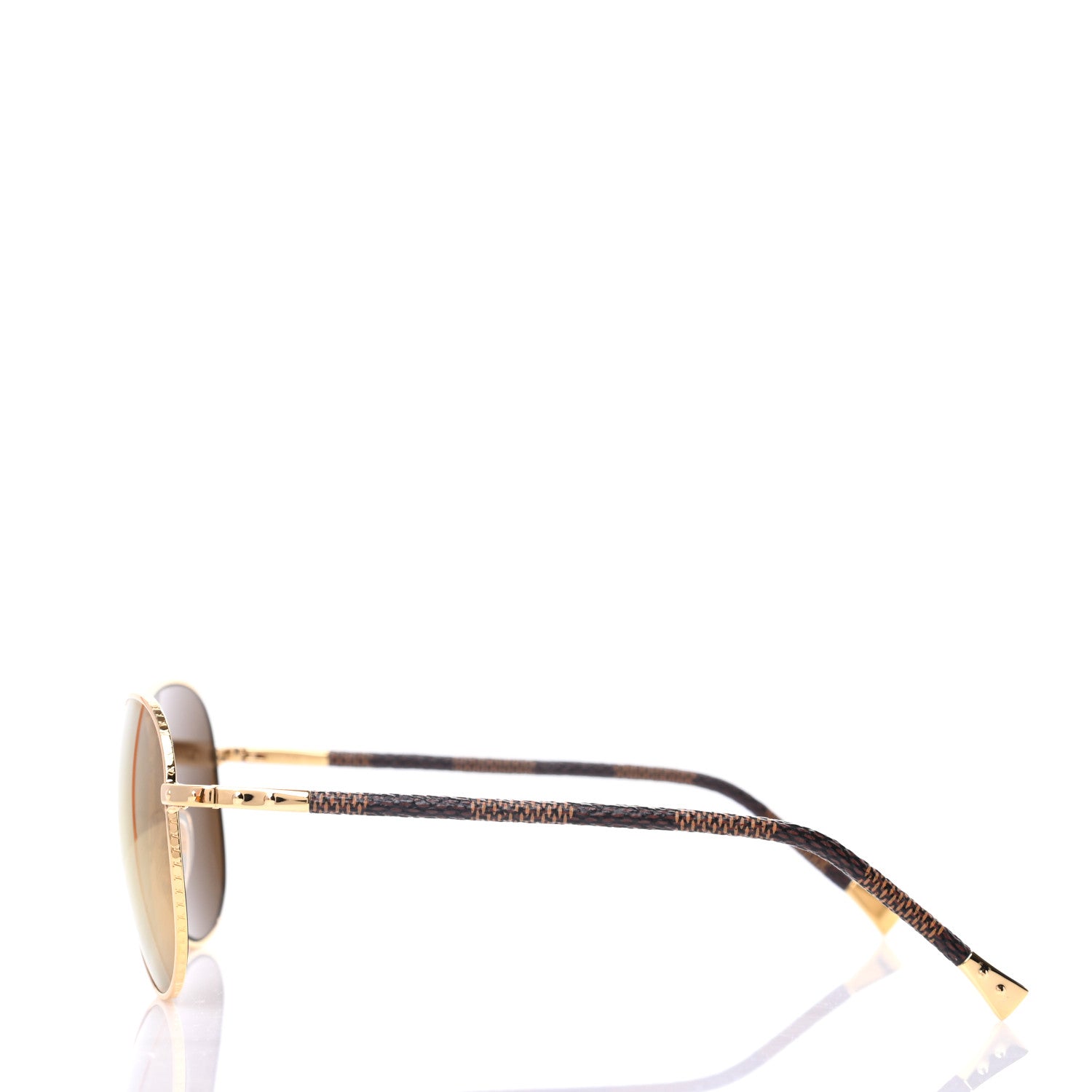 Louis Vuitton Damier Ebene Conspiration Pilote Aviator Sunglasses Z0790U Gold 3 of 8