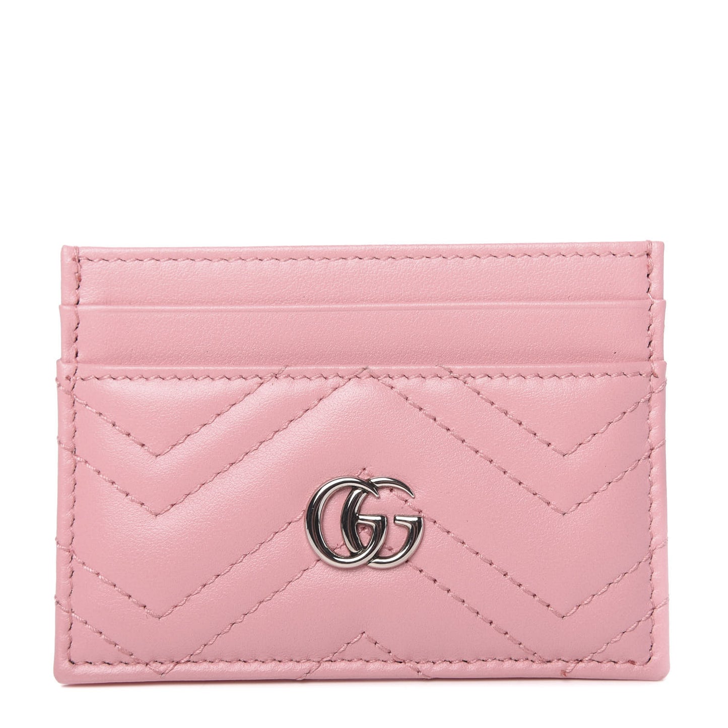 Calfskin Matelasse GG Marmont Card Holder Wild Rose
