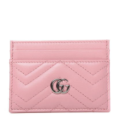 Gucci Calfskin Matelasse GG Marmont Card Holder Wild Rose 1 of 8