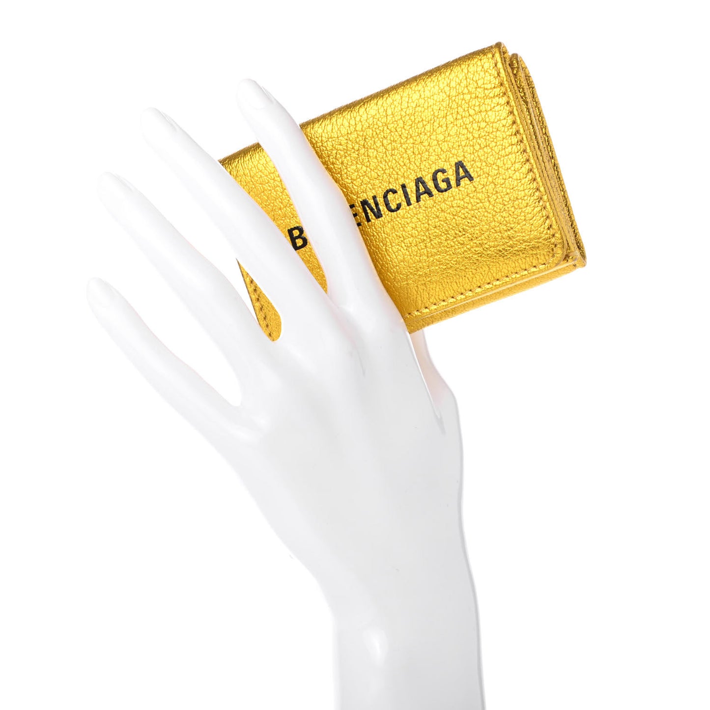 Metallic Goatskin Logo Mini Everyday Wallet Oro Black