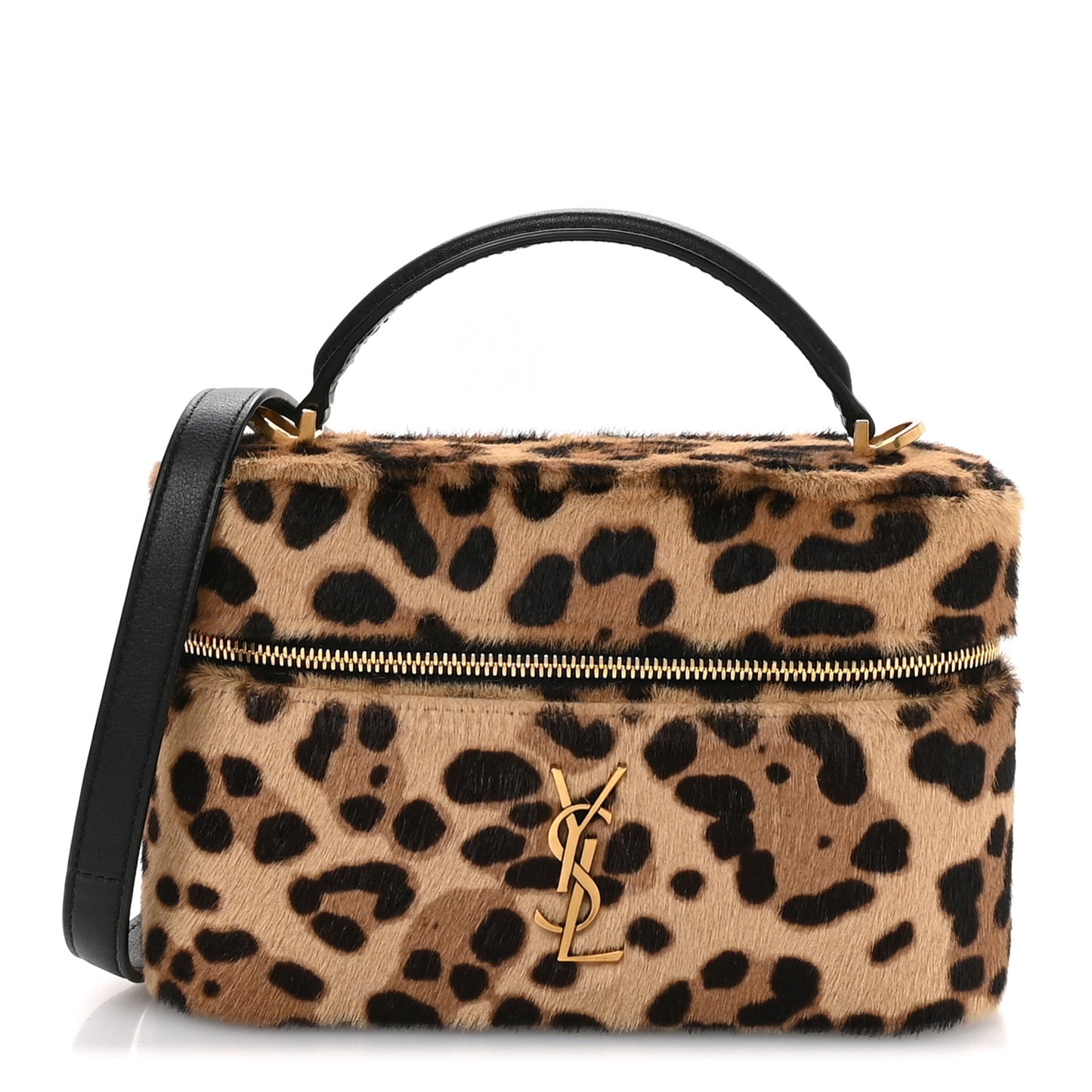 Pony Hair Leopard Print Mini Gaby Vanity Case Brown Black