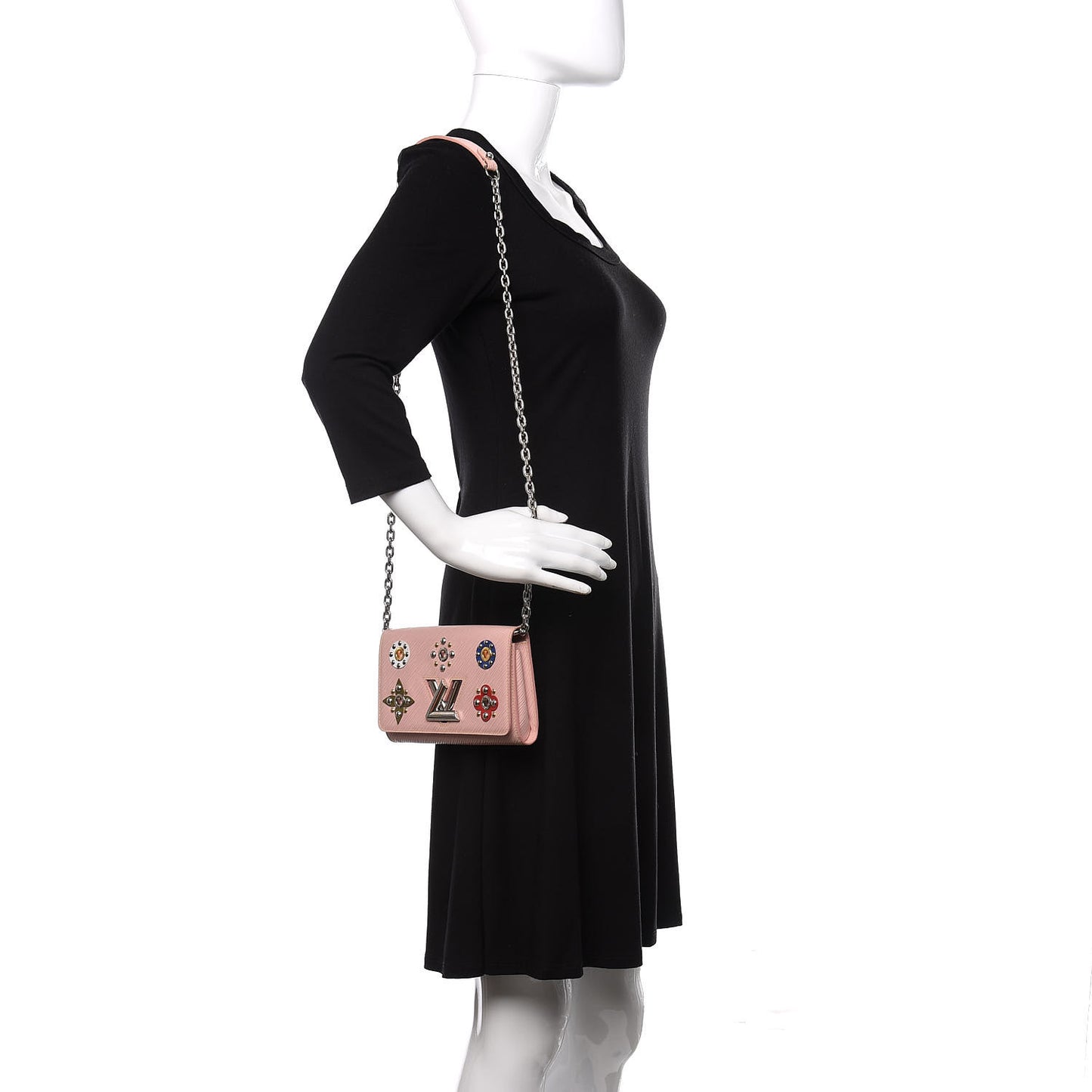 Epi Mechanical Flowers Twist Chain Wallet Rose Ballerine