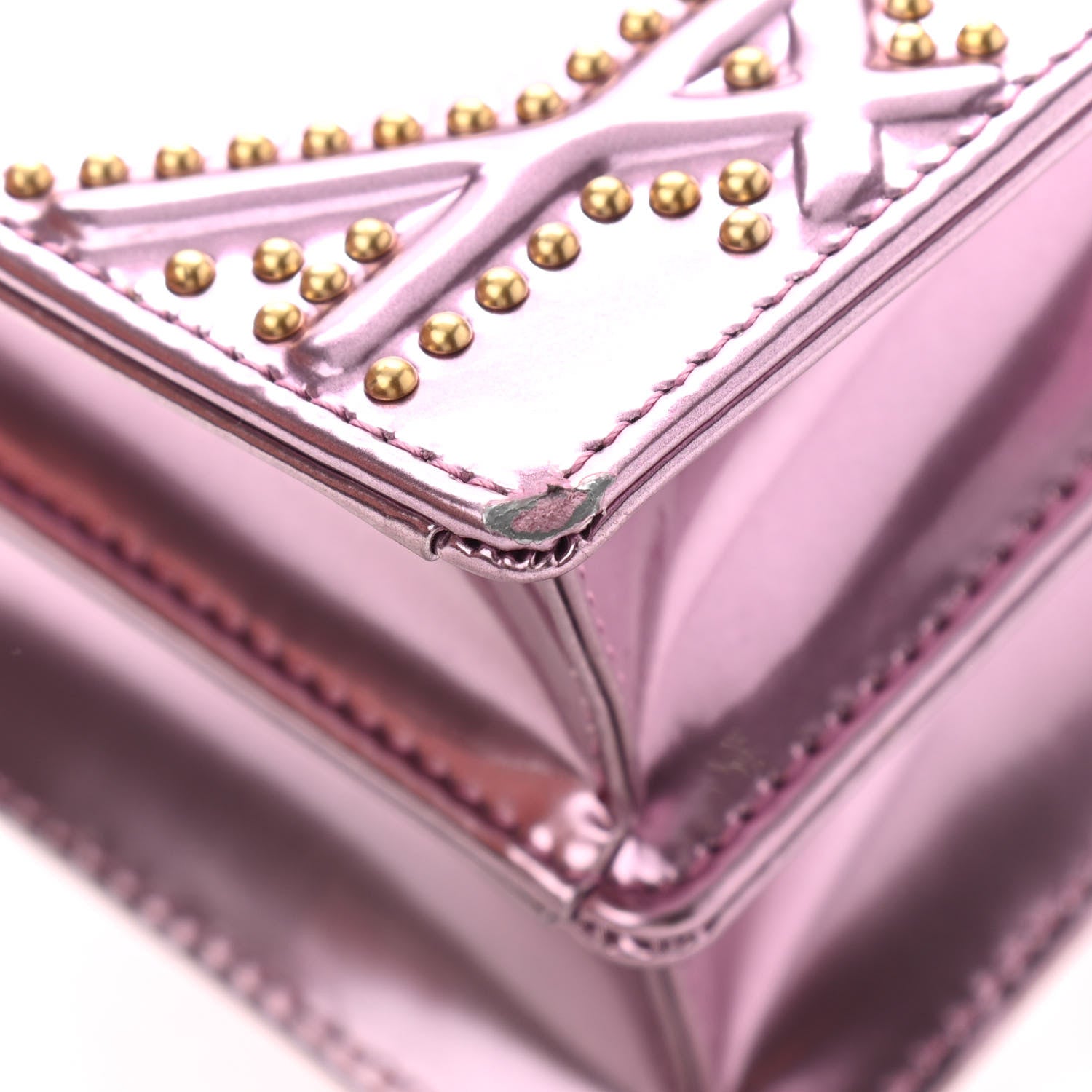 Christian Dior Metallic Calfskin Studded Vertical Diorama Pink 13 of 14