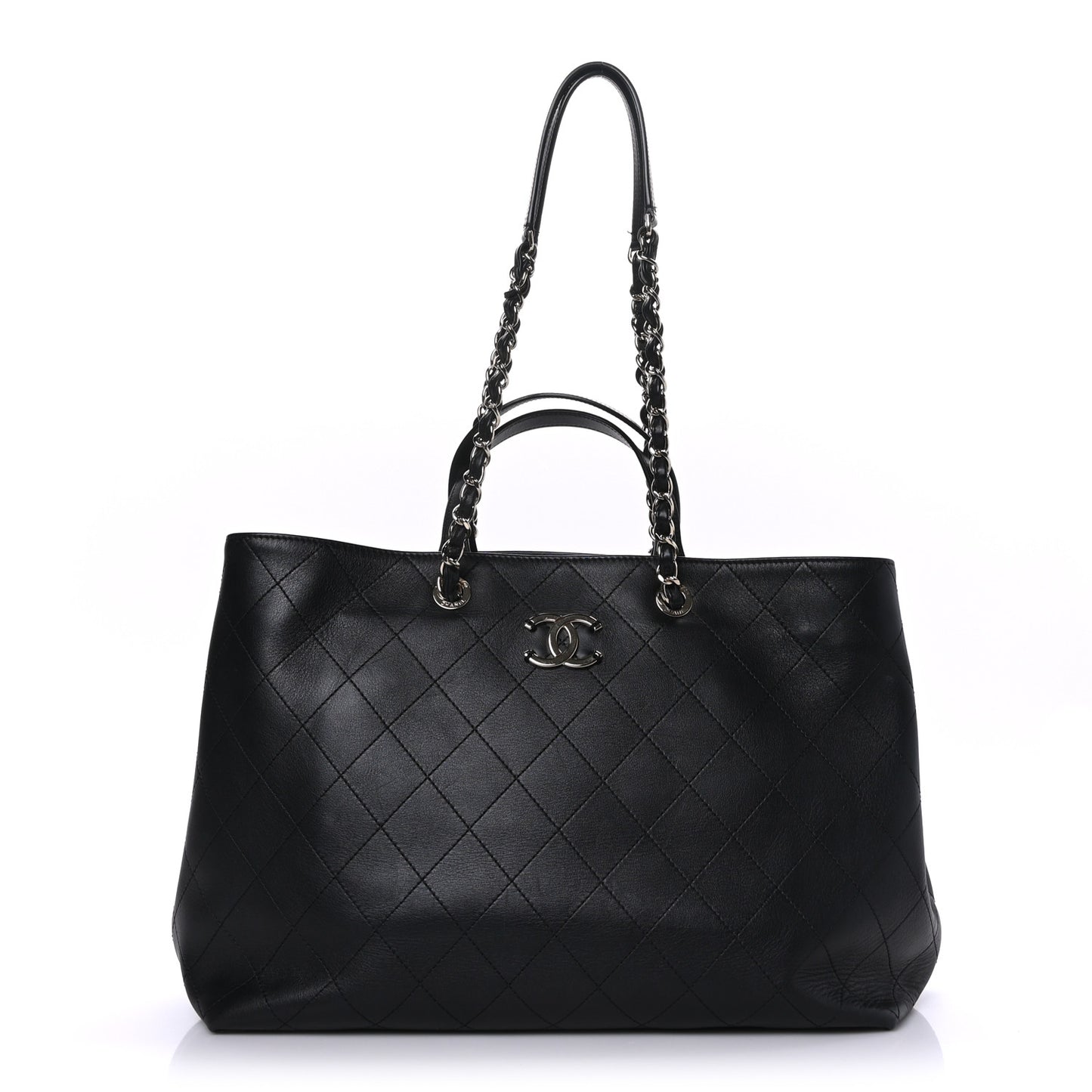Calfskin Large Serial Shopper Tote Black
