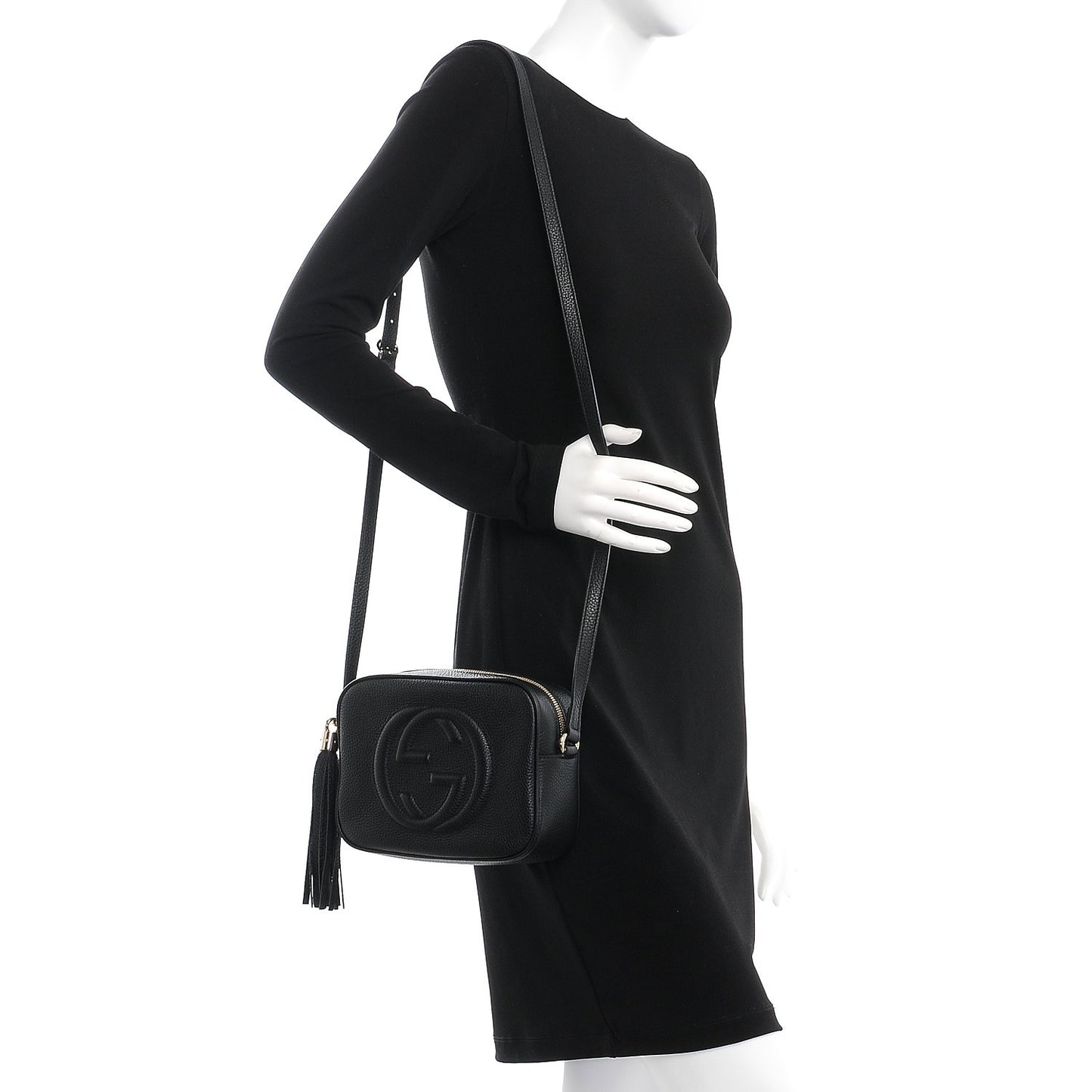 Pebbled Calfskin Small Soho Disco Bag Black